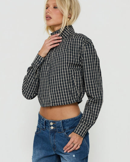 Aura Jacket Navy / Lemon Plaid