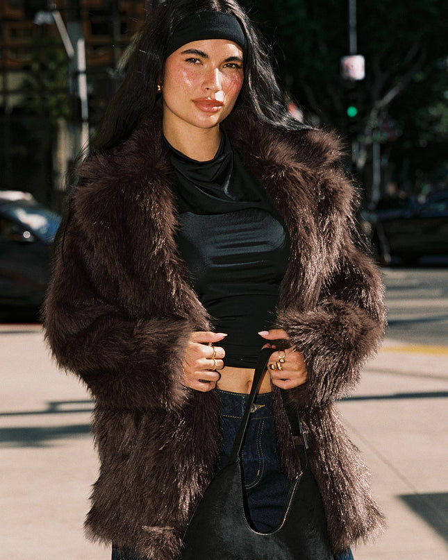 Super Trouper Faux Fur Jacket Brown