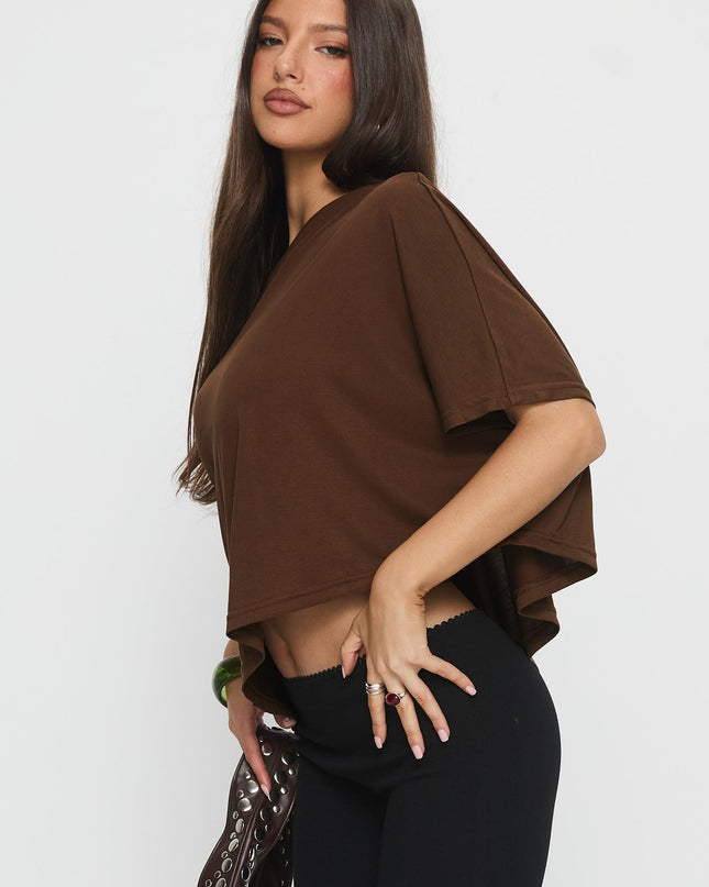 Passerby Asymmetrical Off Shoulder Top Brown