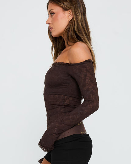 Mochapella Off The Shoulder Top Brown