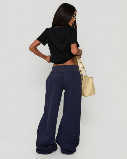 Lockie Foldover Baggy Track Pants Navy
