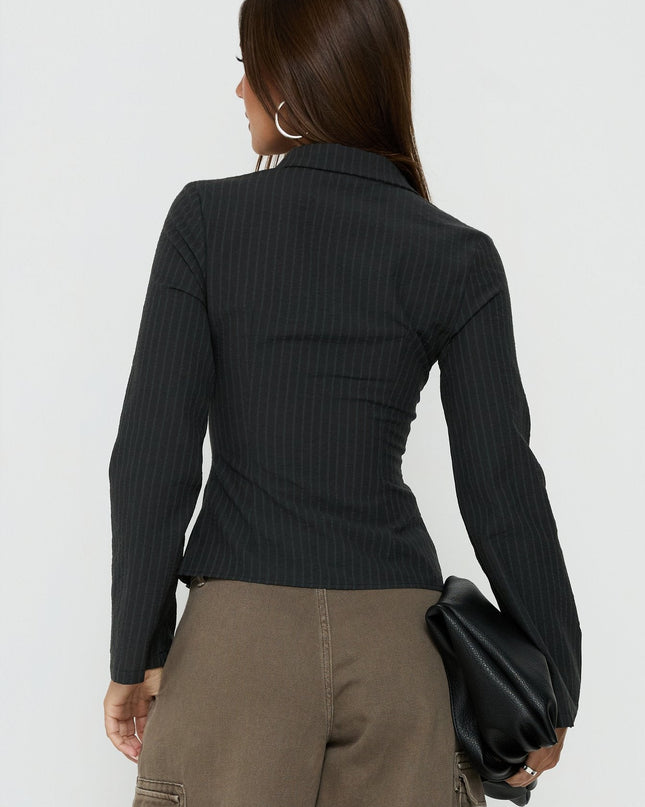Anni Pinstripe Shirt Black