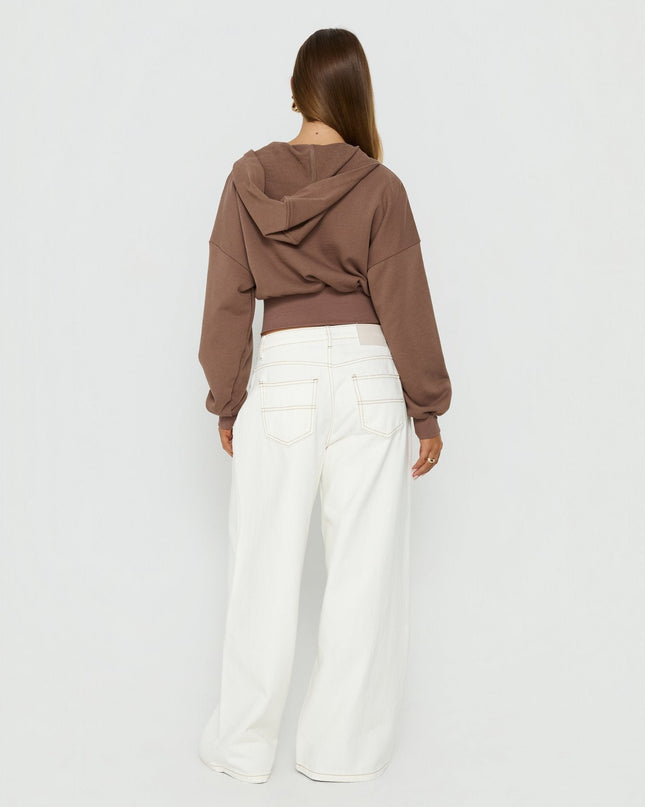 Naylor Mid Rise Wide Leg Jeans Cream
