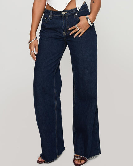 Darla Low Rise Straight Leg Jean Dark Blue Wash