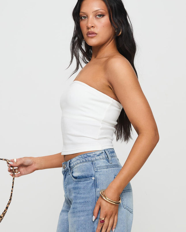 Baseline Strapless Rib Top White
