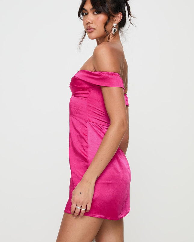 Rava Off The Shoulder Mini Dress Hot Pink