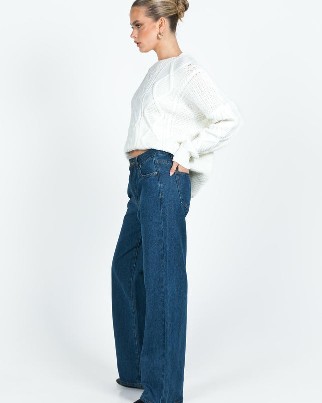 Top Model Low Rise Straight Leg Jeans Dark Denim