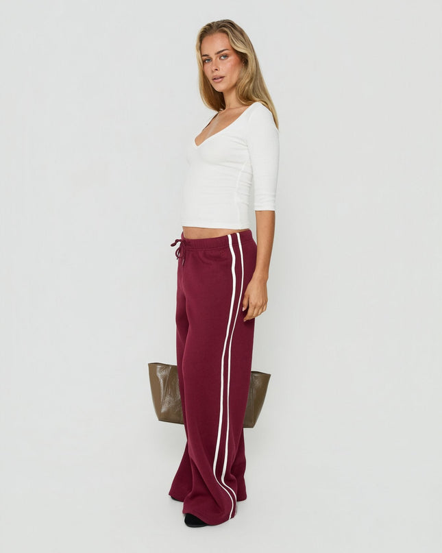 Kennah Wide Leg Sweat Pants Cherry