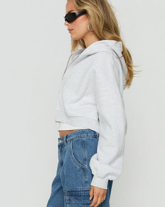 Zellah Double Ended Zipper Hoodie Grey Marle