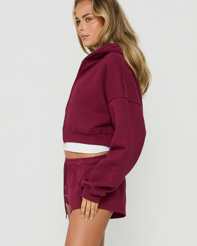 Zellah Double Ended Zipper Hoodie Cherry