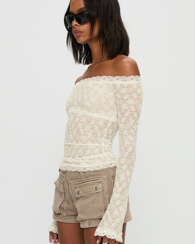 Mochapella Off The Shoulder Top White