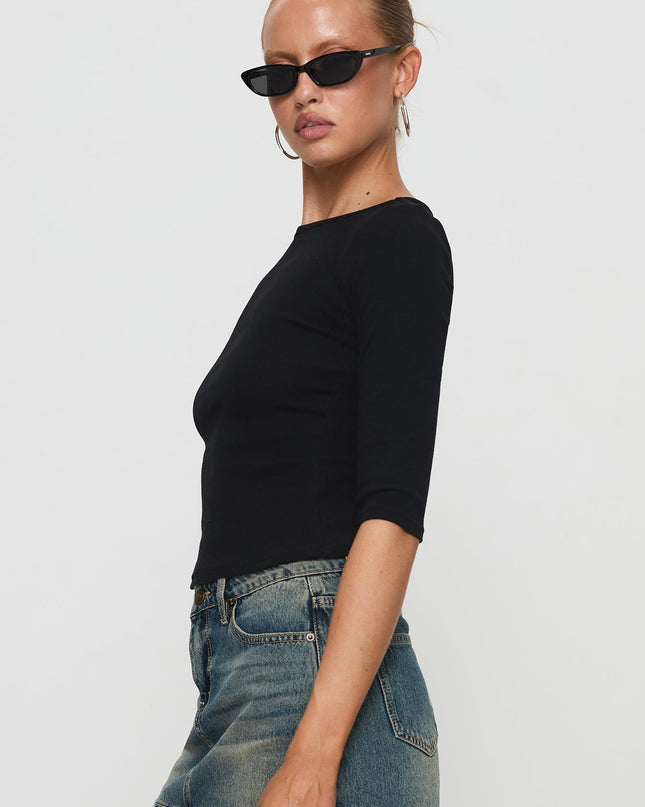 Elaia 3/4 Sleeve Top Black