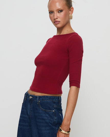 Elaia 3/4 Sleeve Top Red