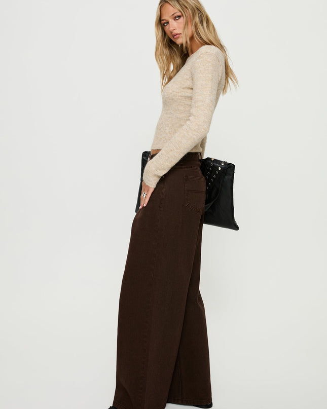 Naylor Mid Rise Wide Leg Jeans Brown