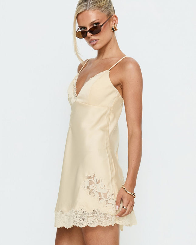 Aloura Spliced Lace Mini Dress Butter