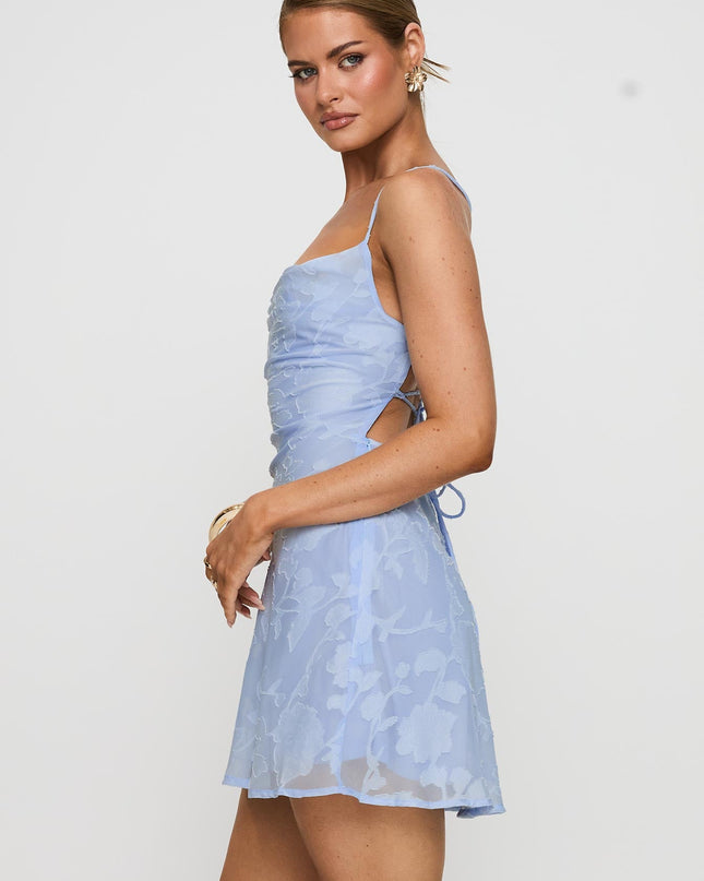 Celena Mini Dress Light Blue Burnout