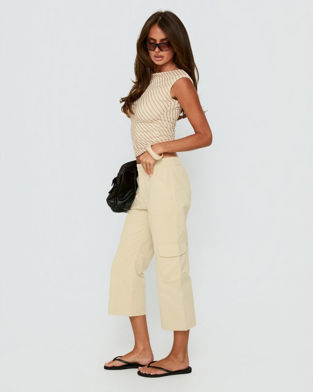 Indee Cropped Cargo Pants Beige Petite