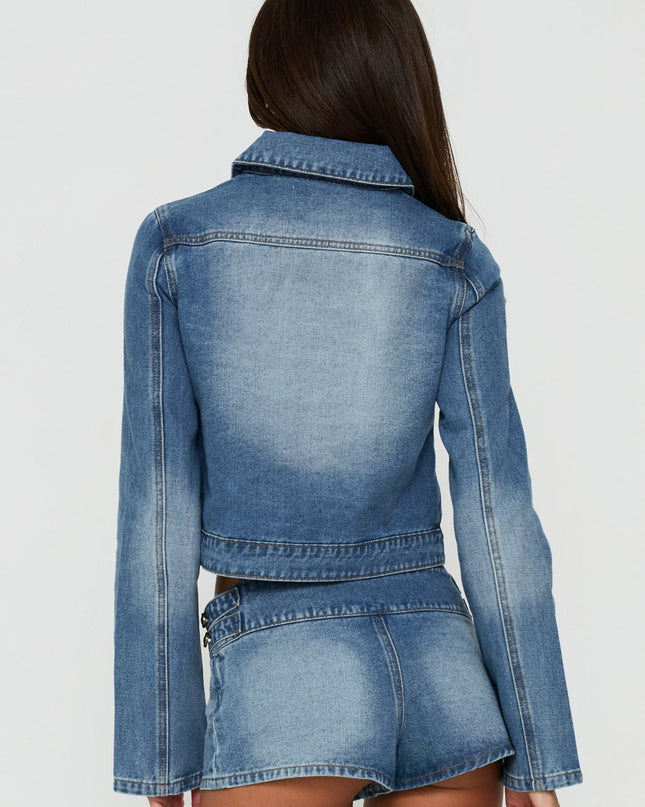 Kingstonn Military Denim Jacket Washed Blue
