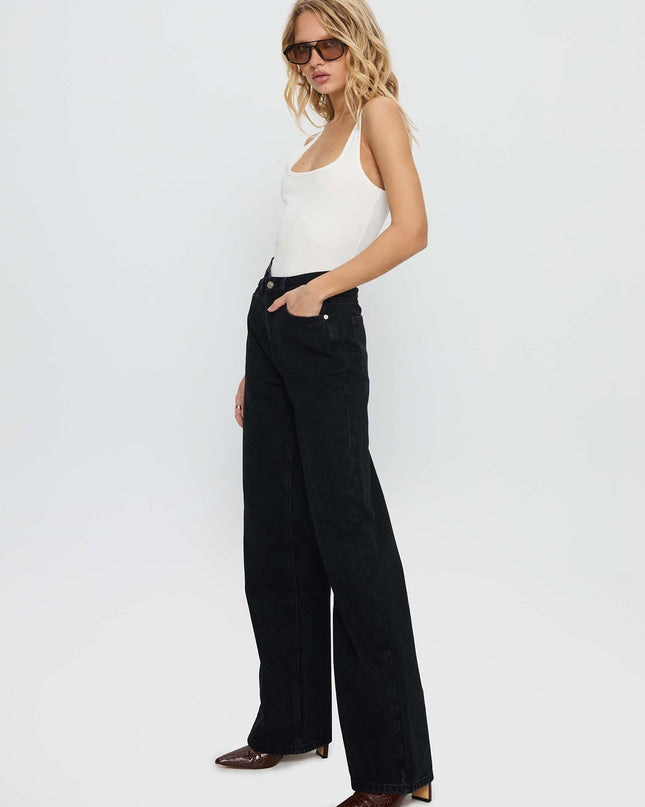 Maple Mid Rise Flare Washed Black