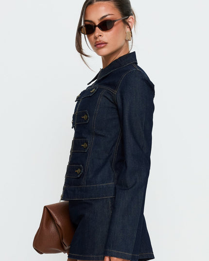 Cristen Cadet Buckle Denim Jacket Indigo