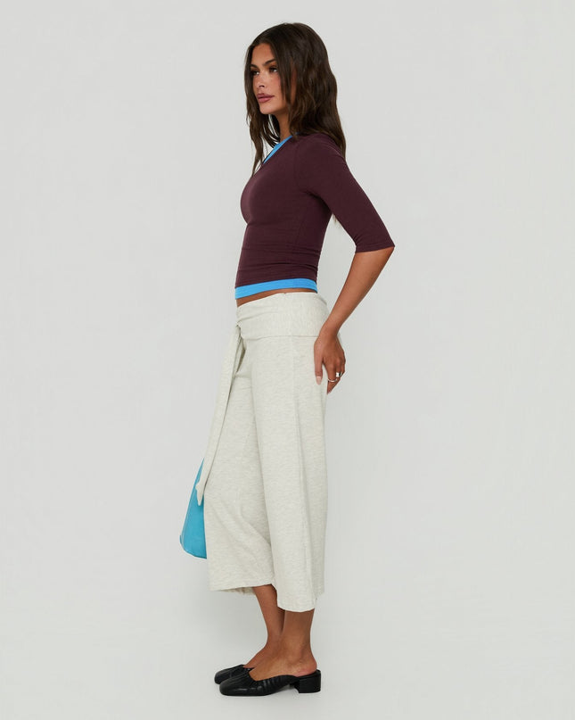 Allena Gaucho Tie Detail Shorts Grey Marle