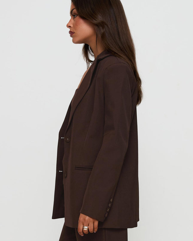 Crowd Pleaser Oversized Blazer Chocolate