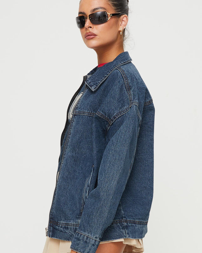 Goldsmith Denim Bomber Jacket Mid Wash