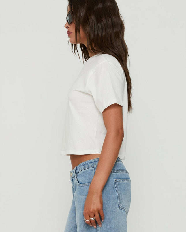 Dealia High V Boxy Tee White