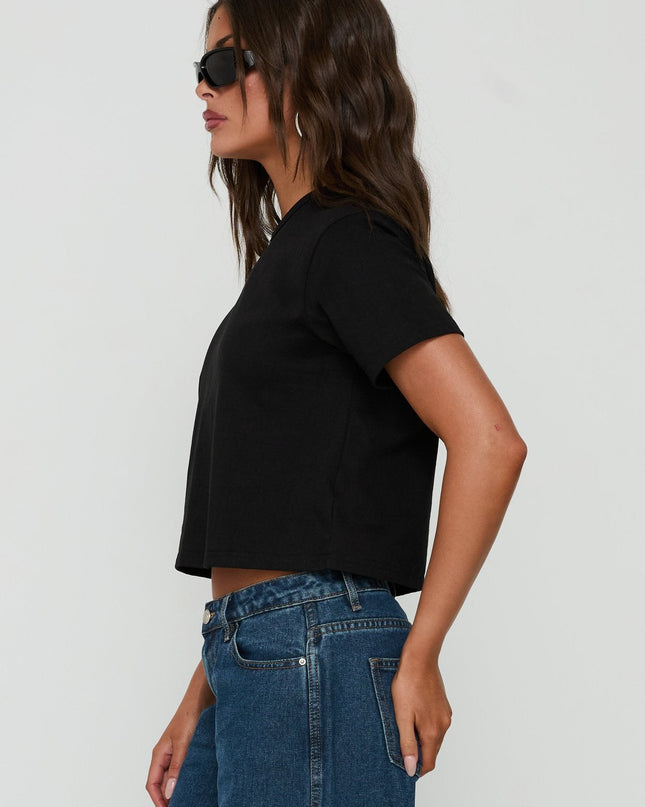 Dealia High V Boxy Tee Black