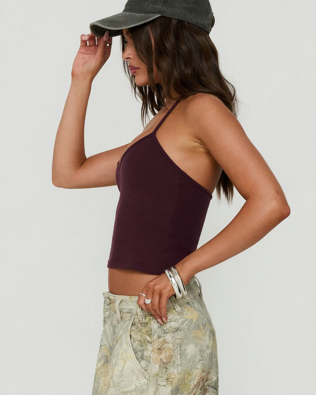 Cecilly Trim Racerback Top Plum