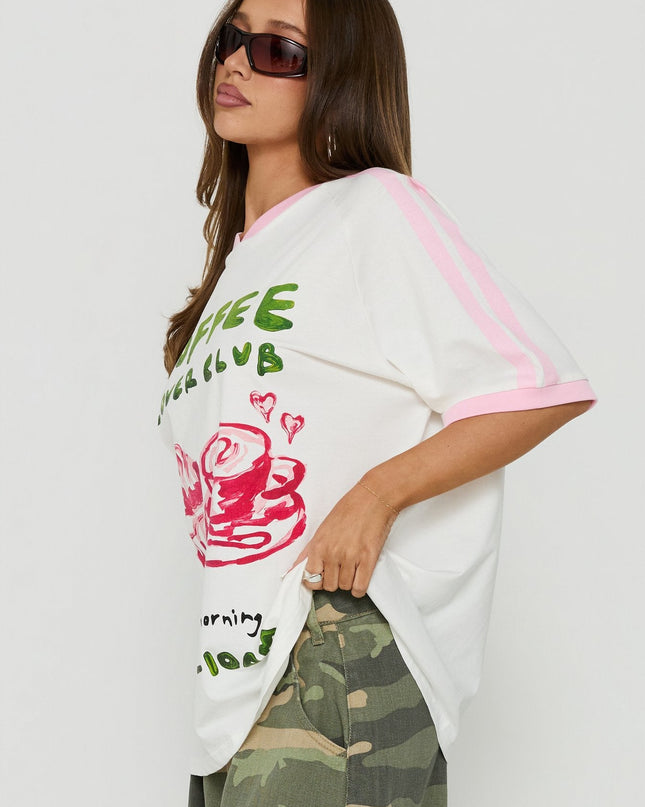 Coffee Lover Oversized Graphic Tee White / Multi