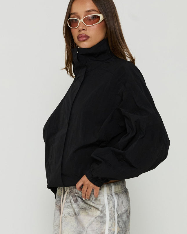 Kallow Funnel Neck Windbreaker Jacket Black