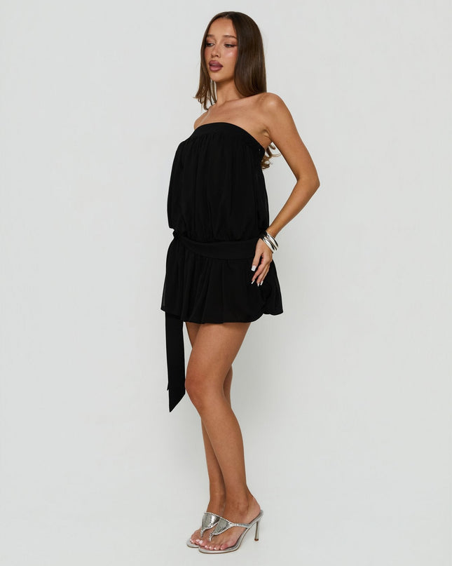 We Belong Together Strapless Blouson Mini Dress Black