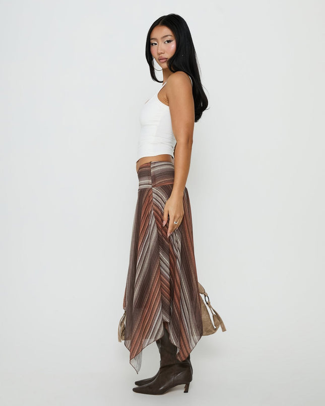 Massino Asymmetrical Midi Skirt Multi Stripe