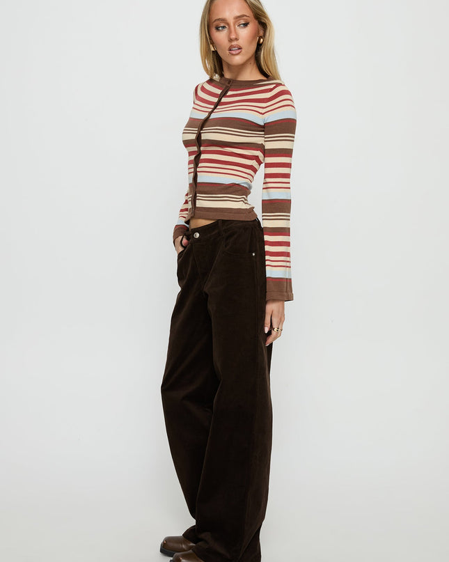 Kenza Wide Leg Corduroy Pant Brown