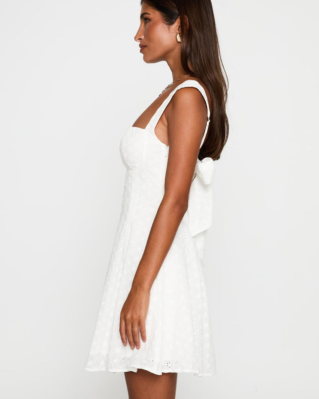Xanthus Embroidered Mini Dress White