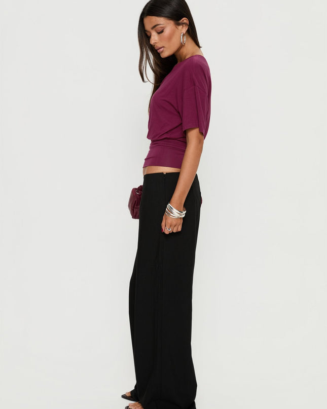 Khane Low Rise Wide Leg Pant Black