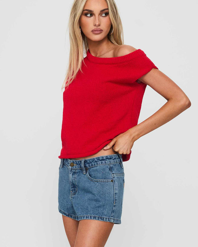 Dreamful Low Rise Mini Denim Shorts Mid Blue Wash