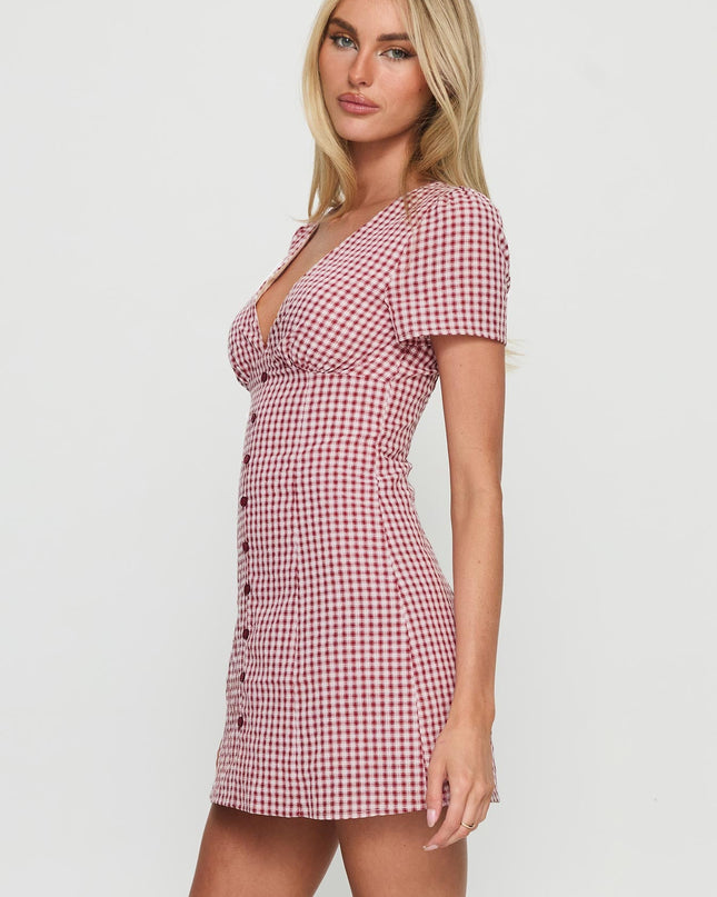 Loveliness Playsuit Red Check