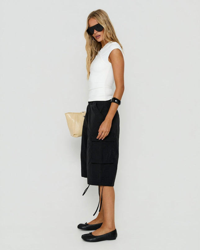 Hudsen Longline Nylon Cargo Shorts Black