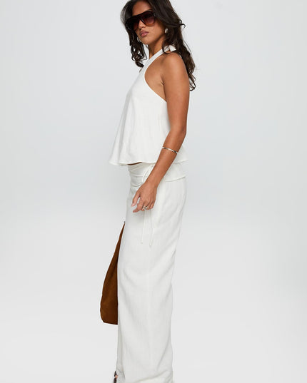 Silver Moon Linen Blend Tie Pants White