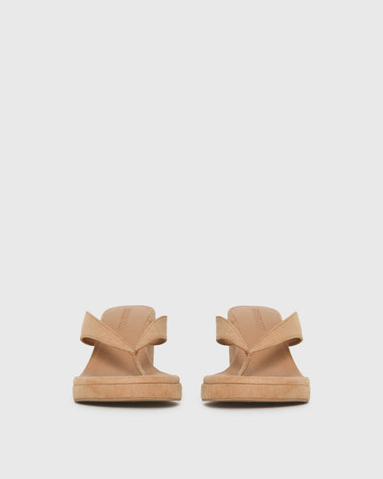 Kamiko Wedged Heels Tan Faux Suede