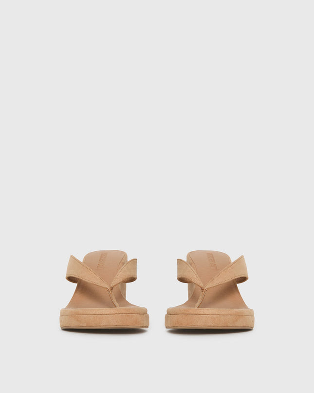 Kamiko Wedged Heels Tan Faux Suede