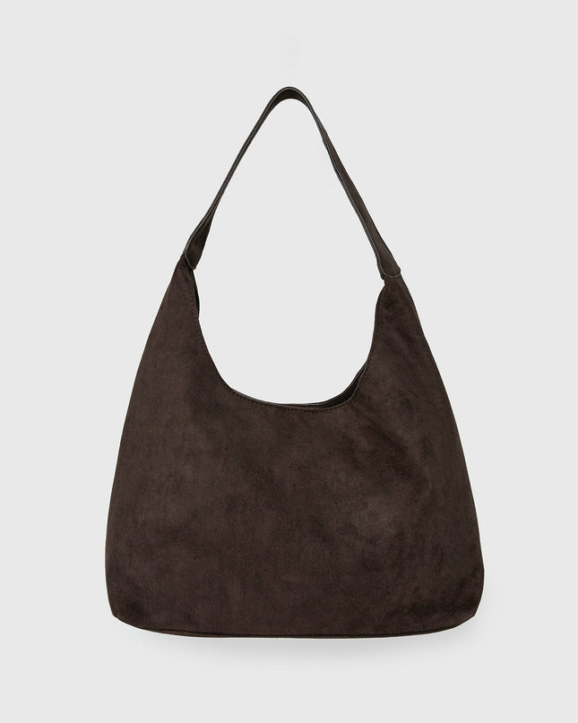 Peta & Jain Jami Faux Suede Hobo Bag Chocolate