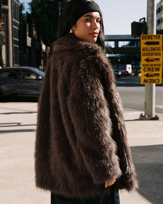 Super Trouper Faux Fur Jacket Brown