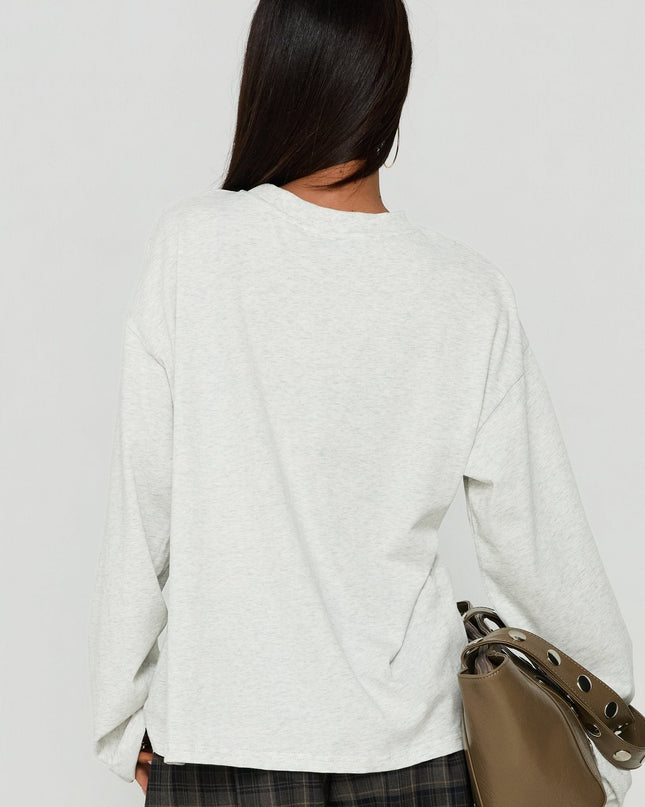 Settle Down Long Sleeve Top Grey Marle