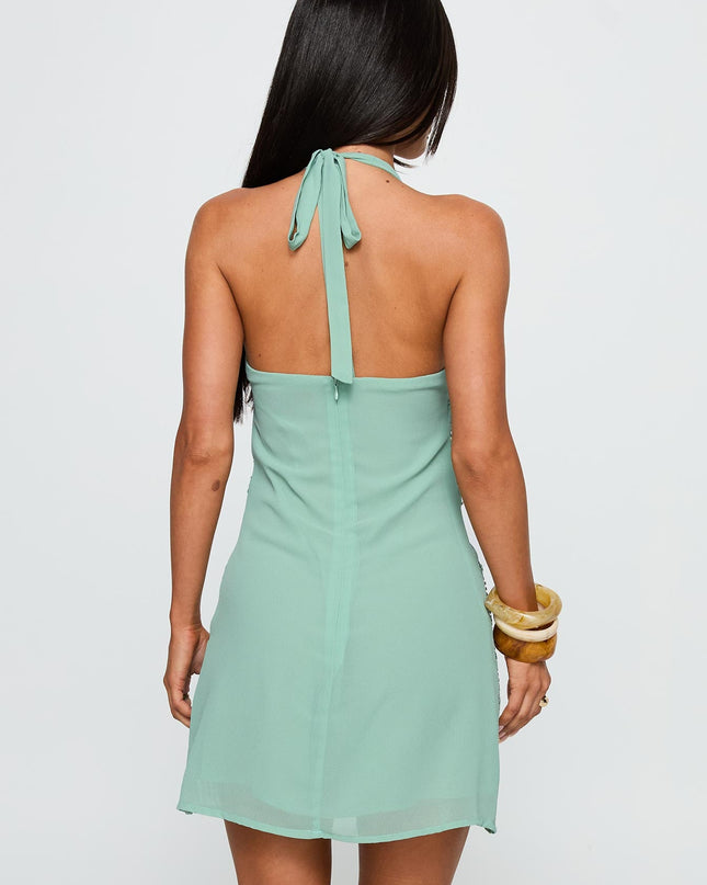 Telenova Halter Mini Dress Green