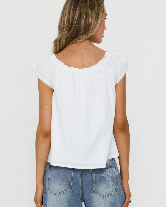 Never Over Floaty Babydoll Top White