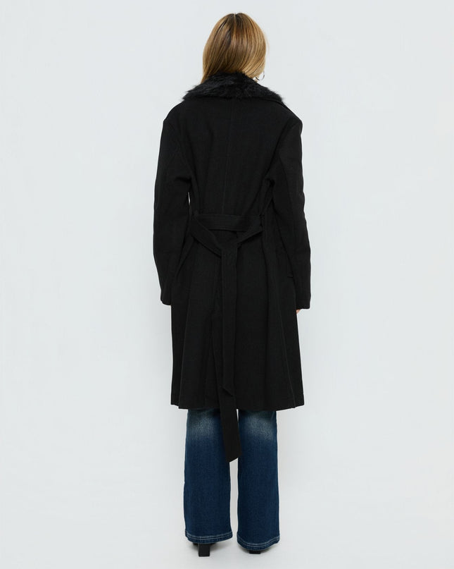 Hallyn Faux Fur Collar Coat Black