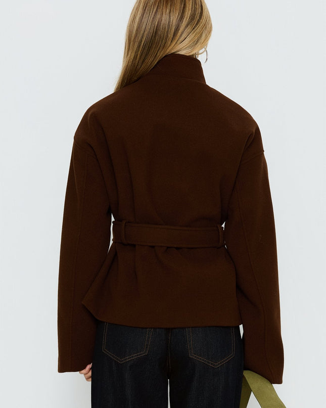 Tameeka Funnel Neck Coat Brown